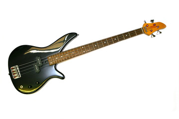 Obraz premium Bass Electric black Guitar With four Strings, isolated
