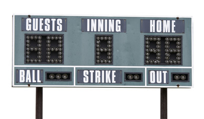 a picture of a baseball scoreboard on a white background - 9513841