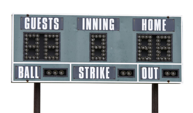 a picture of a baseball scoreboard on a white background