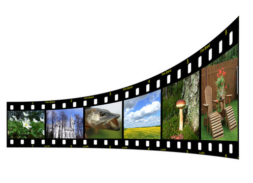 Filmstrip with photos from Lithuania. Copyspace for your design