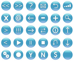 Icon Button Set For Navigation in Light Blue