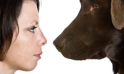 Woman and Dog - Nose to Nose