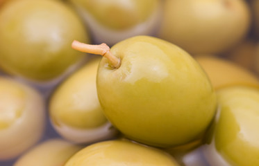 green olives in the oil