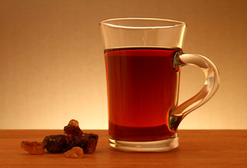 Elegant serving of tea. Luxury cafe. Brown sugar.