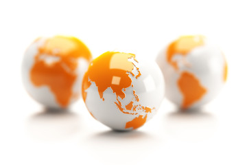 Earth globes isolated over a white background.