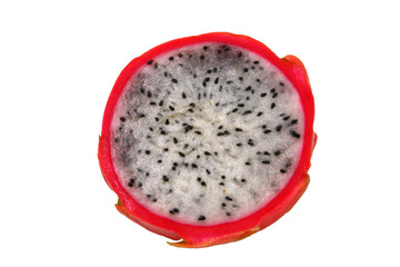 half of dragon fruit isolated over white