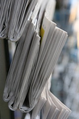 Stock of newspaper close up