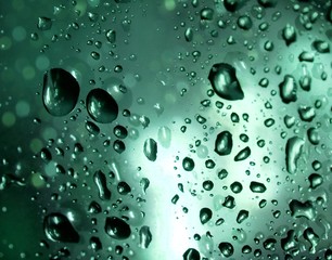 Water drops on a glass surface