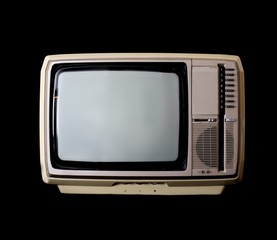 Vintage tv set isolated on black