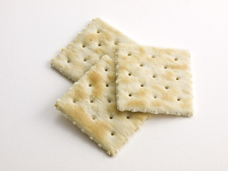 3 Salted stacked Crackers on white