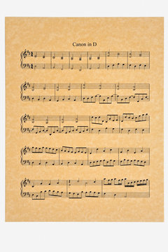 Public domain composition circa 1680 by J. Pachelbel. Isolated.