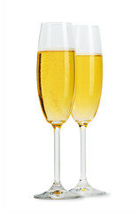 Two isolated champagne glasses