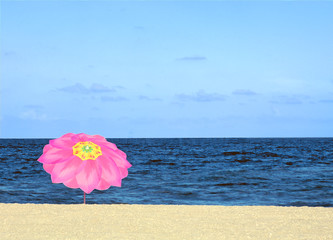 Beach Umbrella and Blue Sea