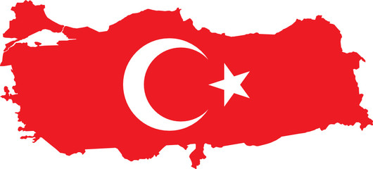 Vector Turkish map with flag.