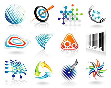 Set of abstract vector graphic symbol design.