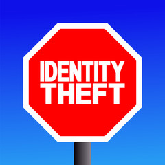 stop Identity theft sign on blue sky illustration