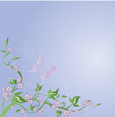 floral mauve et papillon pastel © bordeur