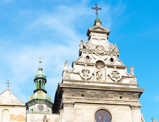 Fragment of bernardines abbey church top (Lviv City, Ukraine).