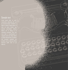 line drawing of a typewriter - space for text- background