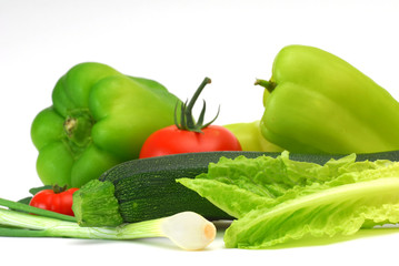 Mix of veggies placed on white background
