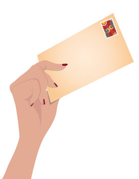 main tenant une lettre timbr&eacute;e
