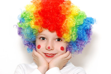 The cheerful clown on a light background