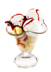 Scoop of Ice Cream with Piece of Hot Fruit