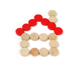 House symbol made from wooden chips