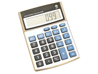 digital calculator over the white background..