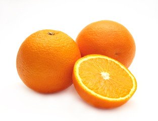 Bright, ripe oranges - object over white