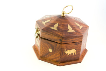 Wooden chest isolated on white background