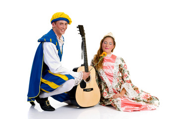 Halloween costume, Cinderella wearing gown, prince