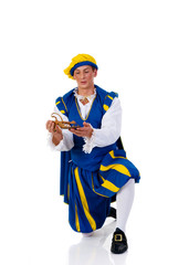 Halloween fairytale scene, prince in medieval costume.