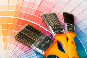 Brushes on a background from colour guide