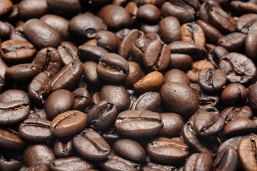 Close up of roasted coffee beans background