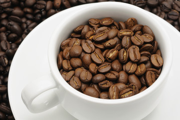 Close up of cup of coffee beans