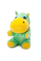 green hippopotamus toy isolated on white