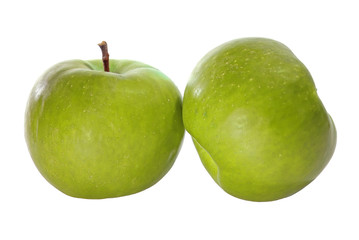Green apples isolated on white background