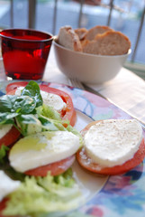 caprese salad. tomatoe, basil and mozzarella cheese