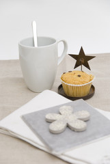 Mug coffee and muffin breakfast