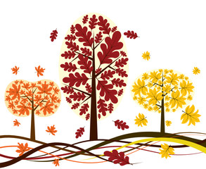 Tree autumn background, vector illustration