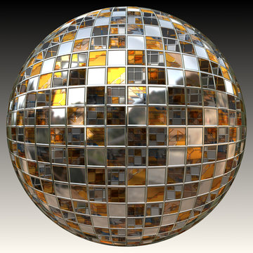 Shiny disco ball isolated on black and white