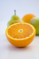 Fresh fruit, a tropical orange on white backgroud