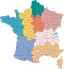 Fototapeta premium Carte de france avec régions