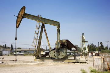 An oil pump or pumpjack on the plains of west Texas