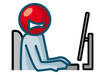 2d Man hungry working at computer