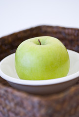 Fresh green apple fruit breakfast on white background
