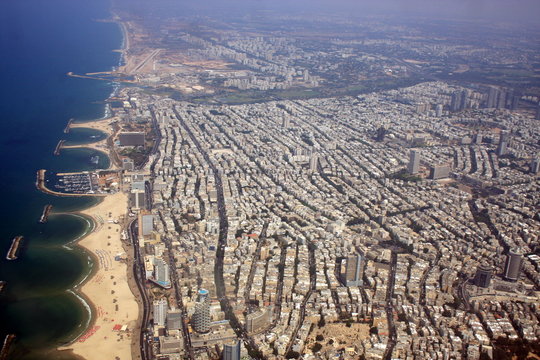 Aerial view of the Tel Aviv coastline