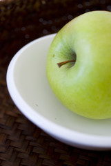Fresh green apple fruit breakfast on white background
