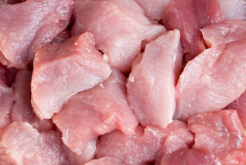 Schweinefleisch-roh, geschnitten